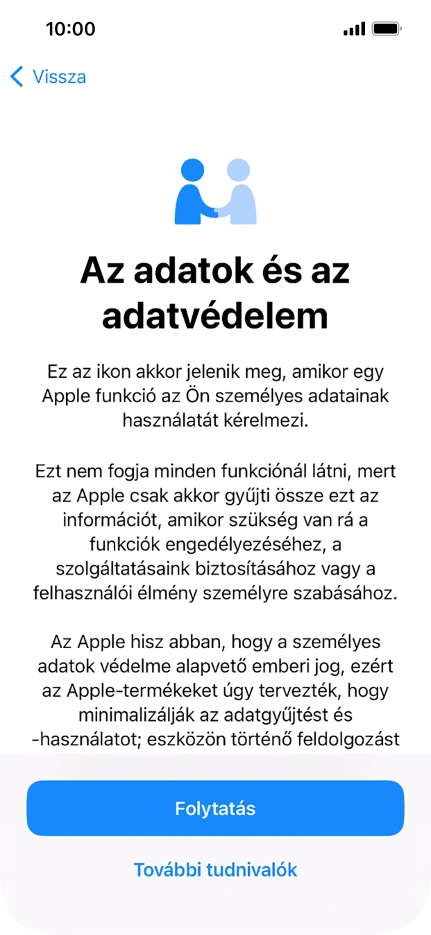 Válaszd a Folytatás lehetőséget.