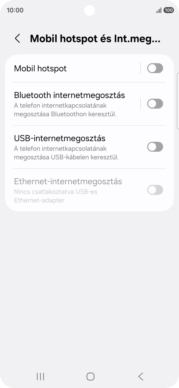 Válaszd a Mobil hotspot lehetőséget. Válaszd a Mobil hotspot lehetőséget.