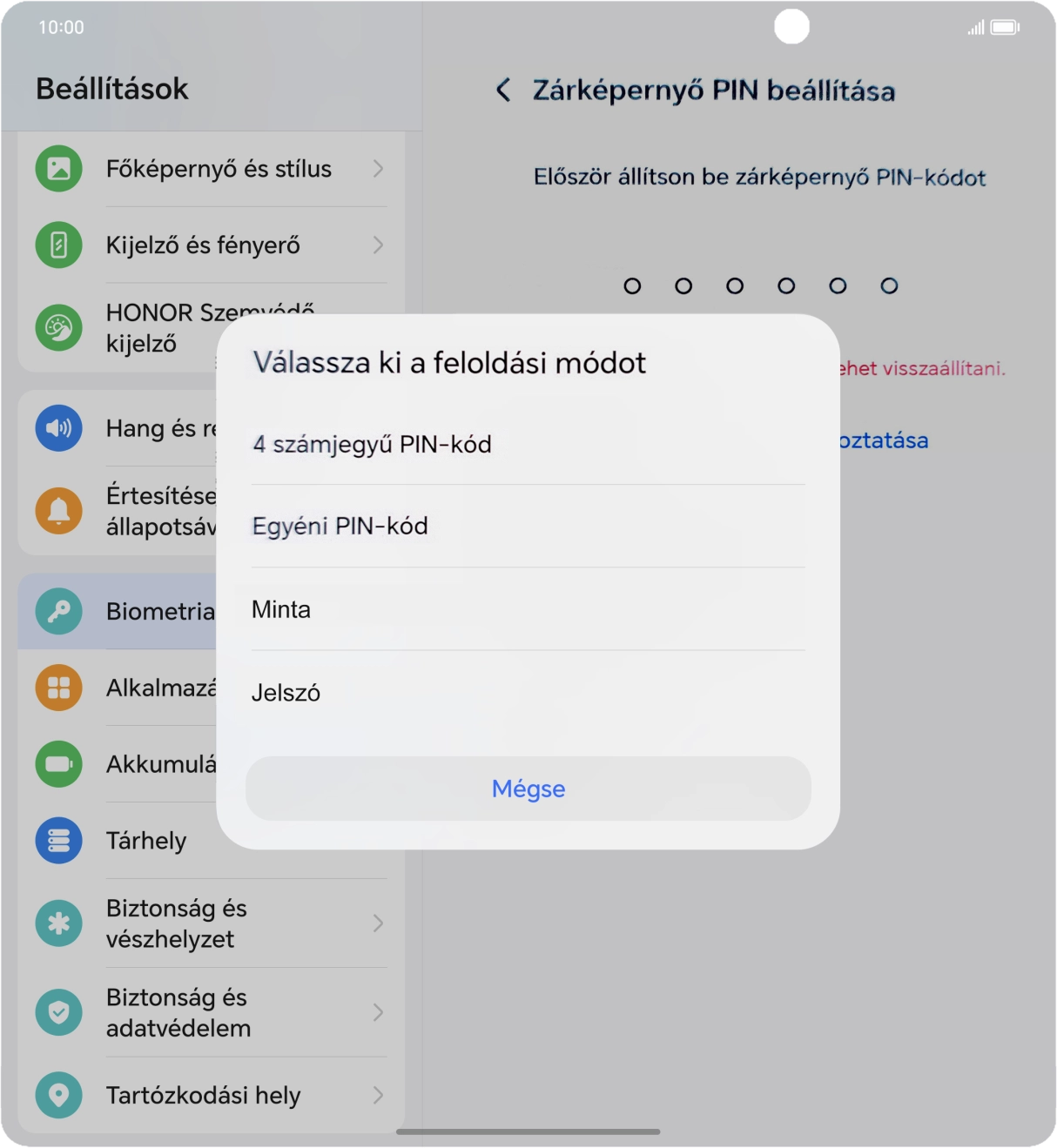Válaszd ki a kívánt képernyőzárkódot, és kövesd a kijelzőn megjelenő utasításokat egy extra képernyőzár létrehozásához. Válaszd ki a kívánt képernyőzárkódot, és kövesd a kijelzőn megjelenő utasításokat egy extra képernyőzár létrehozásához.