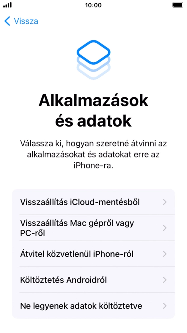 Válaszd a Ne legyenek adatok költöztetve lehetőséget, és kövesd a képernyőn megjelenő utasításokat az aktiválás befejezéséhez. Válaszd a Ne legyenek adatok költöztetve lehetőséget, és kövesd a képernyőn megjelenő utasításokat az aktiválás befejezéséhez.