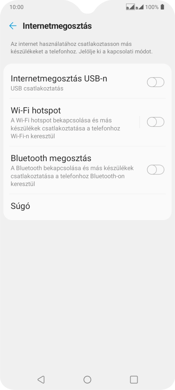 Válaszd a Wi-Fi hotspot lehetőséget. Válaszd a Wi-Fi hotspot lehetőséget.