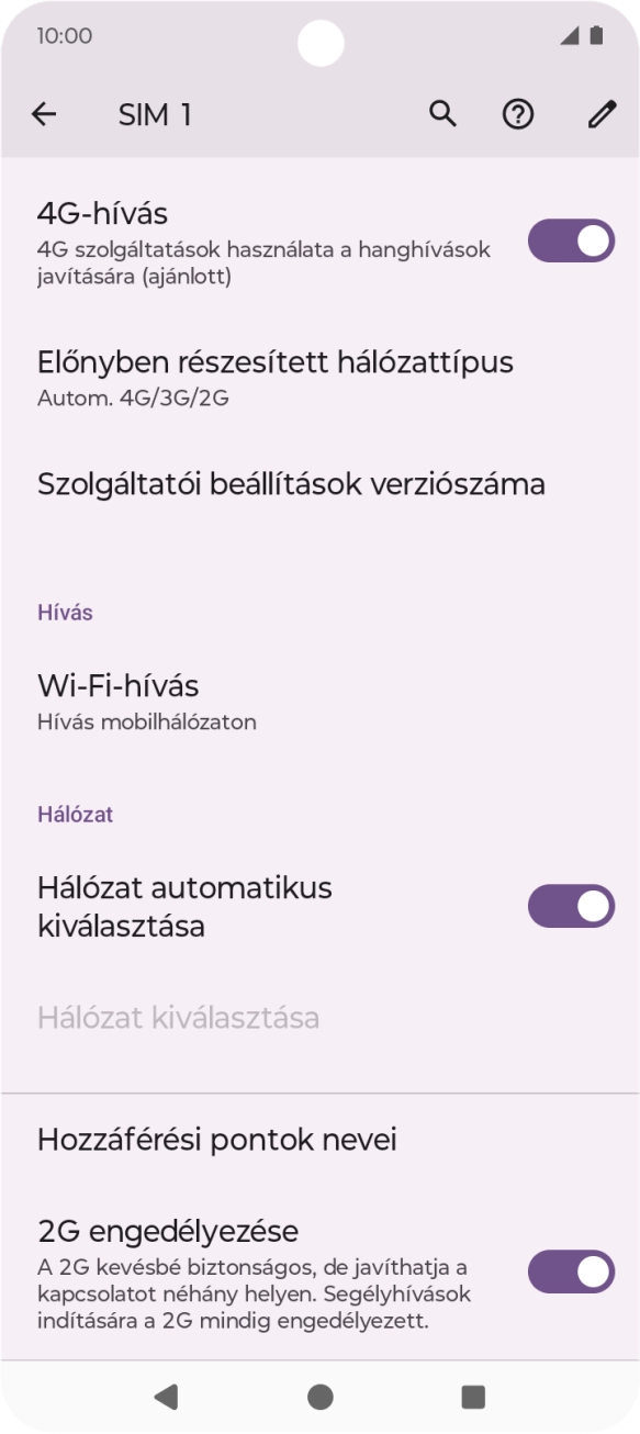 Válaszd a Hozzáférési pontok nevei lehetőséget. Válaszd a Hozzáférési pontok nevei lehetőséget.