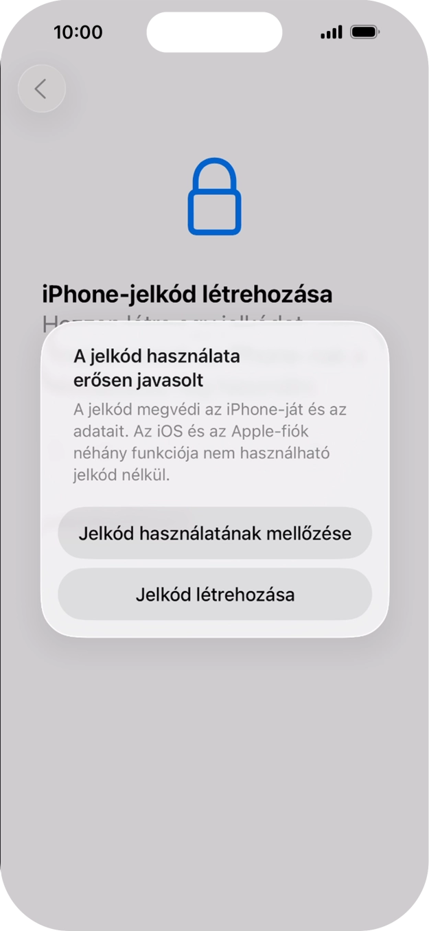 Ha kikapcsolod a funkciót, válaszd a Jelkód használatának mellőzése lehetőséget.