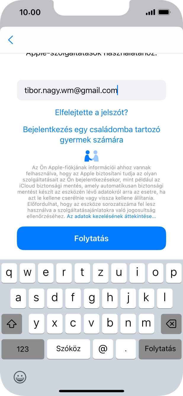 Válaszd a Folytatás lehetőséget.