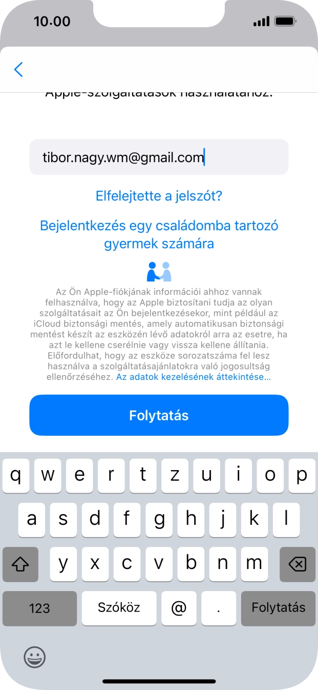 Válaszd a Folytatás lehetőséget.