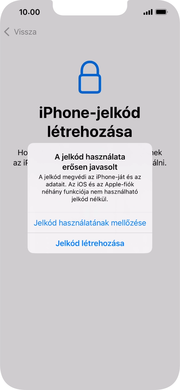 Ha kikapcsolod a funkciót, válaszd a Jelkód használatának mellőzése lehetőséget.