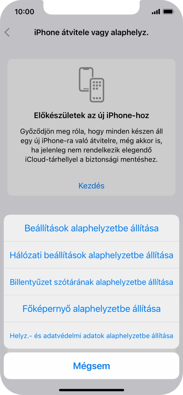 Válaszd a Beállítások alaphelyzetbe állítása lehetőséget. Válaszd a Beállítások alaphelyzetbe állítása lehetőséget.