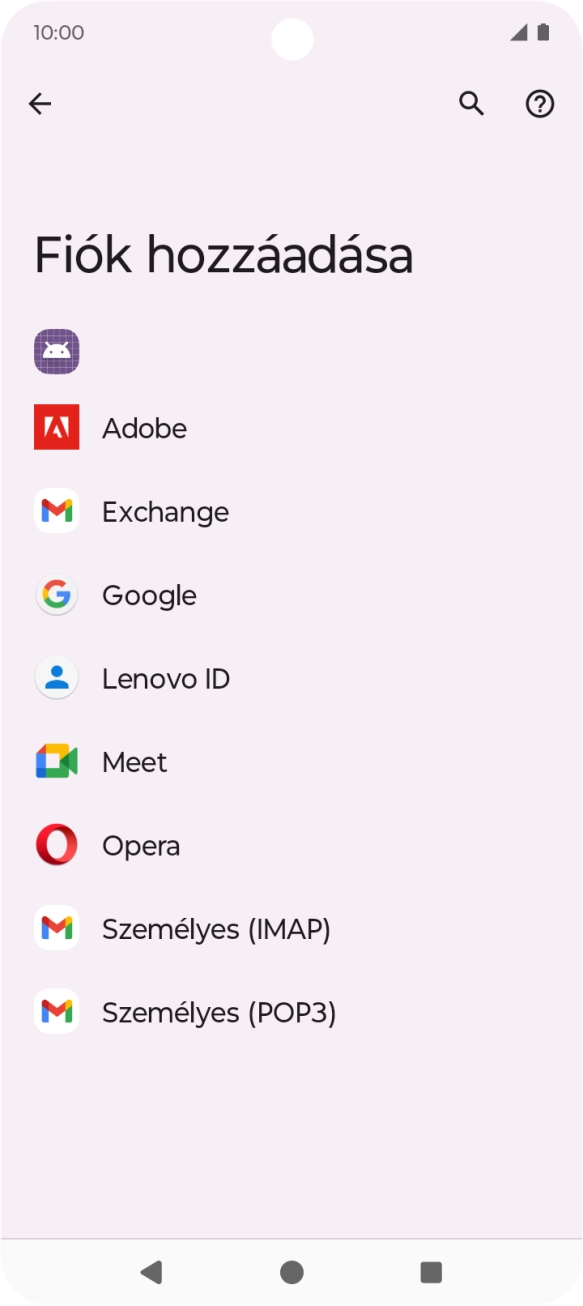 Válaszd a Google lehetőséget.