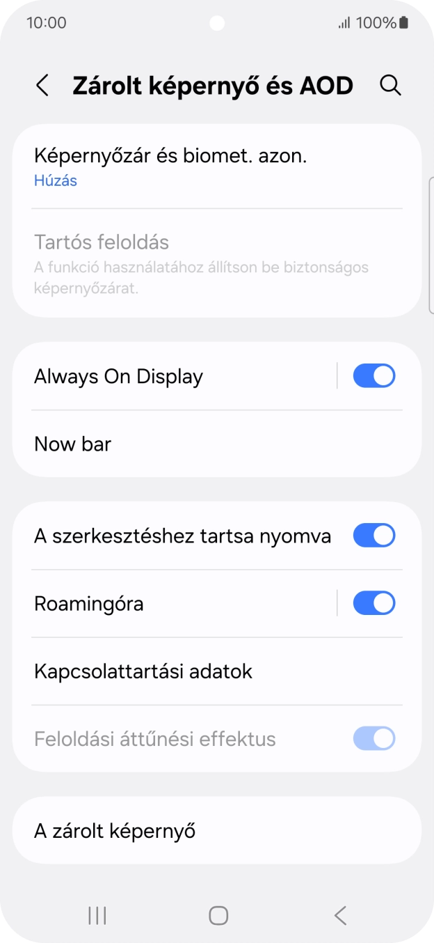 Válaszd a Képernyőzár és biomet. azon. lehetőséget. Válaszd a Képernyőzár és biomet. azon. lehetőséget.