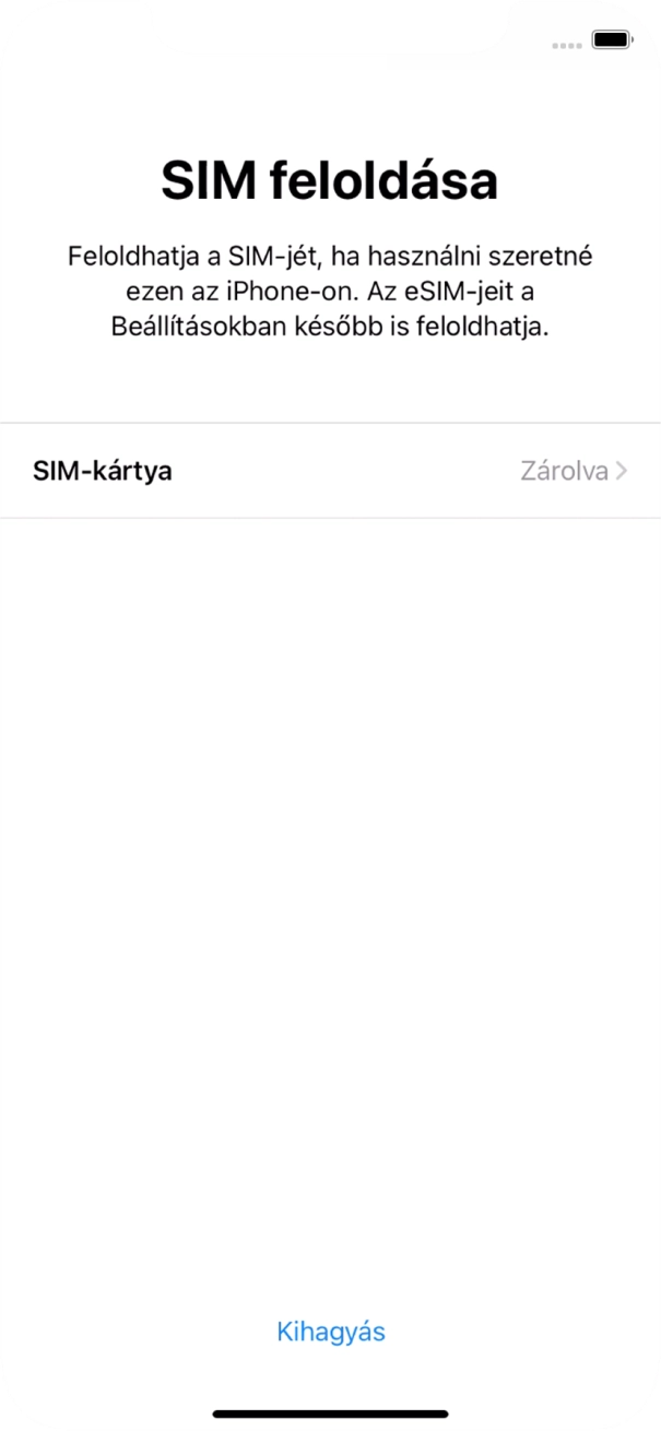 Válaszd a SIM-kártya lehetőséget.
