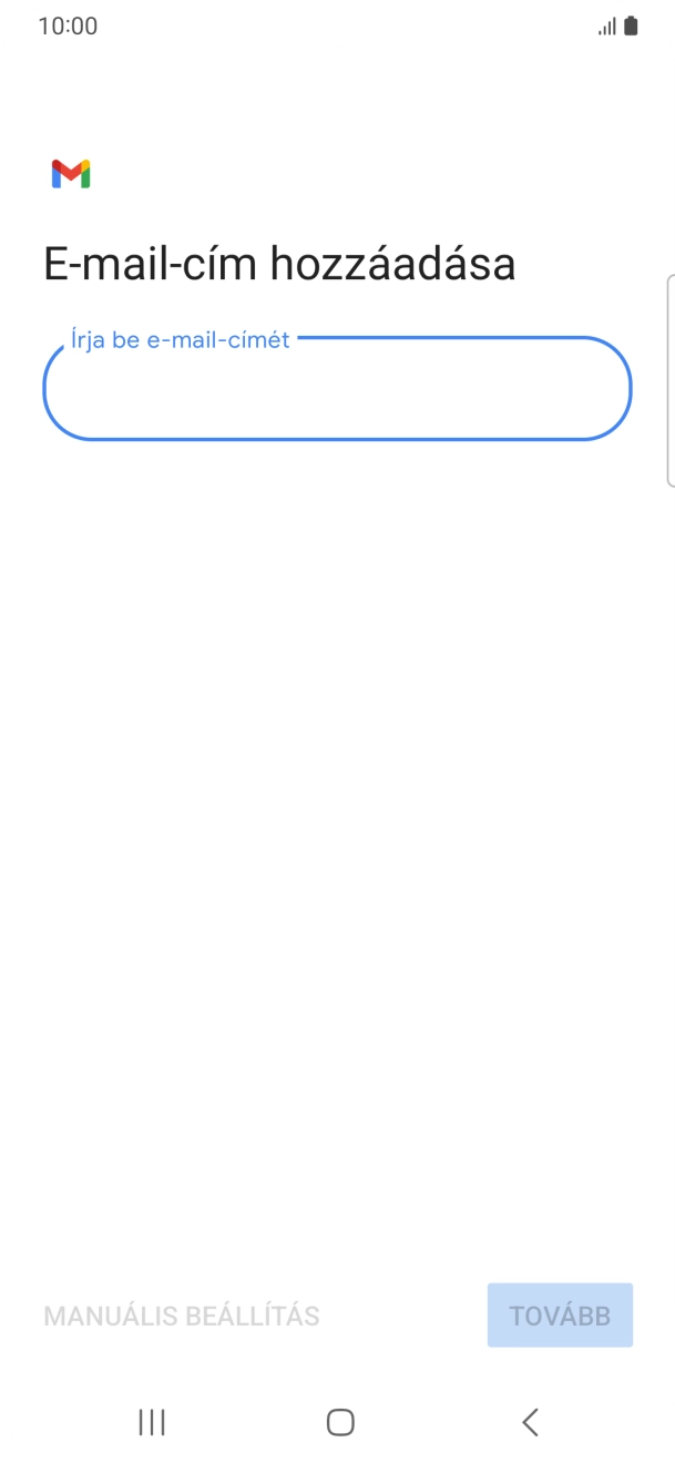 Kattints az „Írja be e-mail-címét” alatti mezőre, és írd be az e-mail címedet.