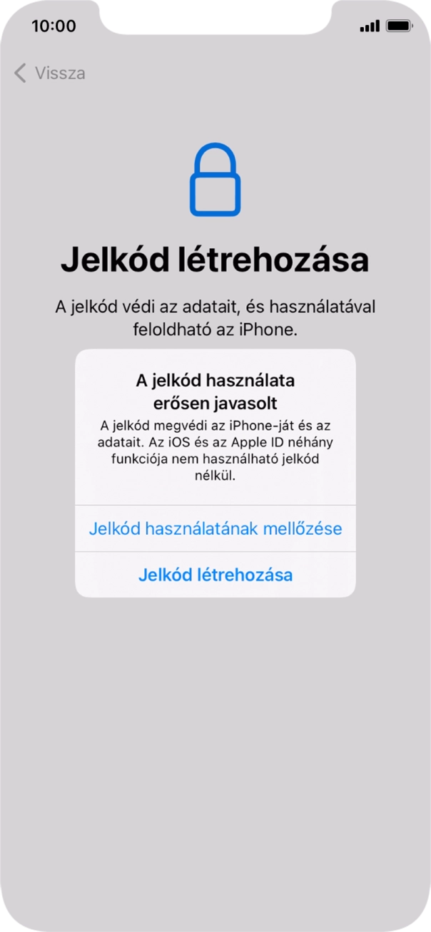 Ha kikapcsolod a funkciót, válaszd a Jelkód használatának mellőzése lehetőséget.