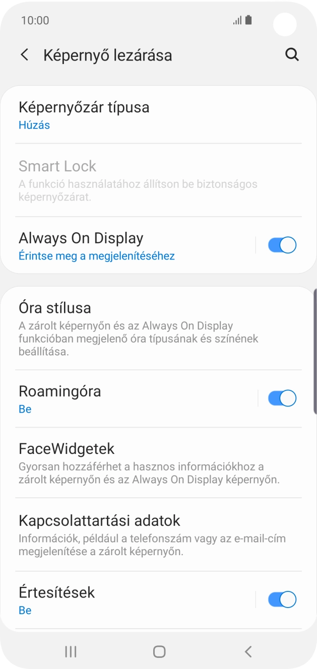Válaszd a Képernyőzár típusa lehetőséget. Válaszd a Képernyőzár típusa lehetőséget.
