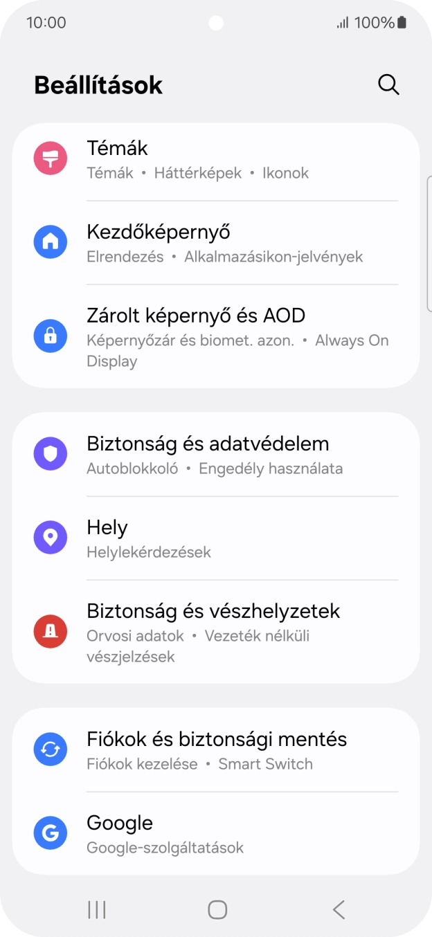 Válaszd a Biztonság és adatvédelem lehetőséget.