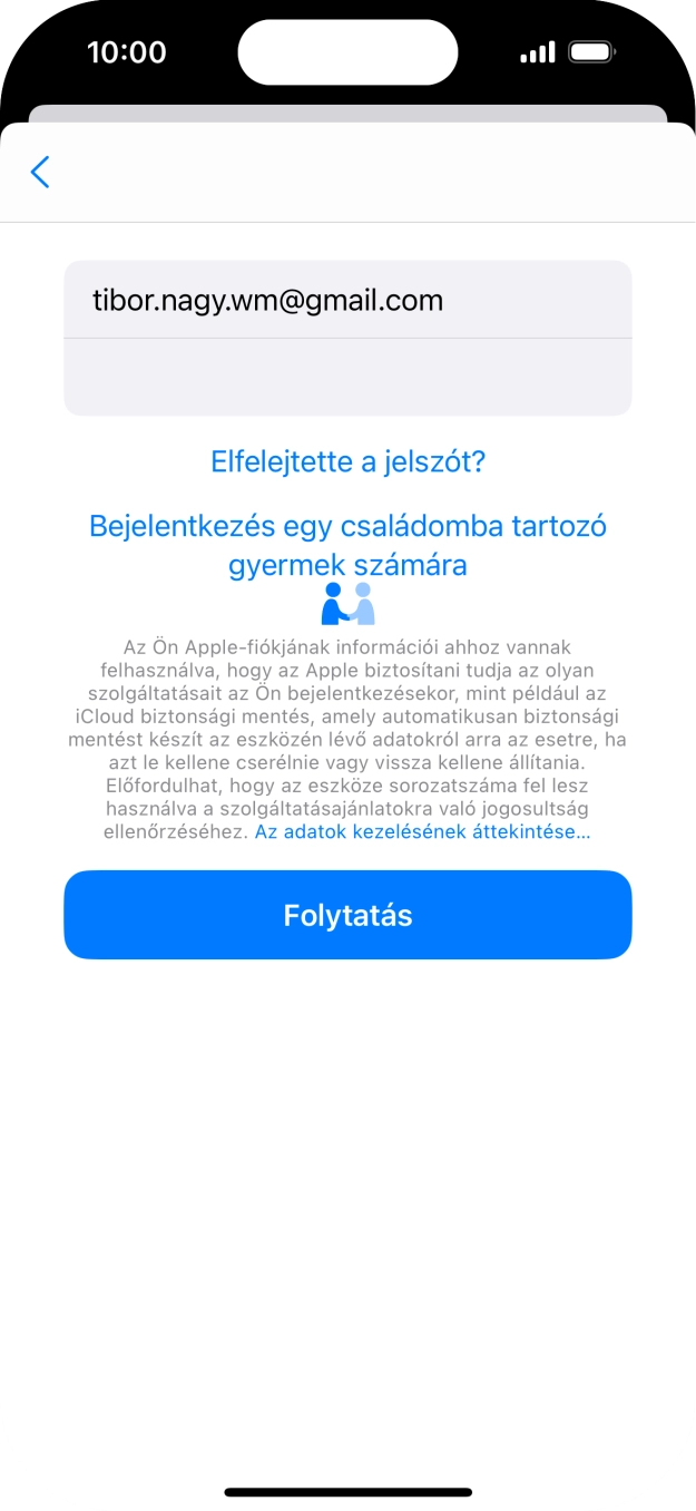Válaszd a Folytatás lehetőséget.