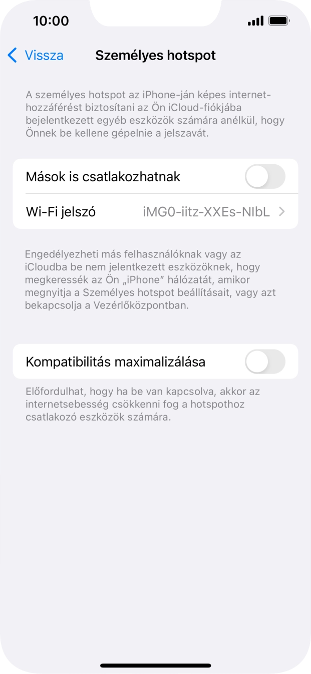 Kattints a Wi-Fi jelszó mezőre, és írd be a kívánt jelszót.