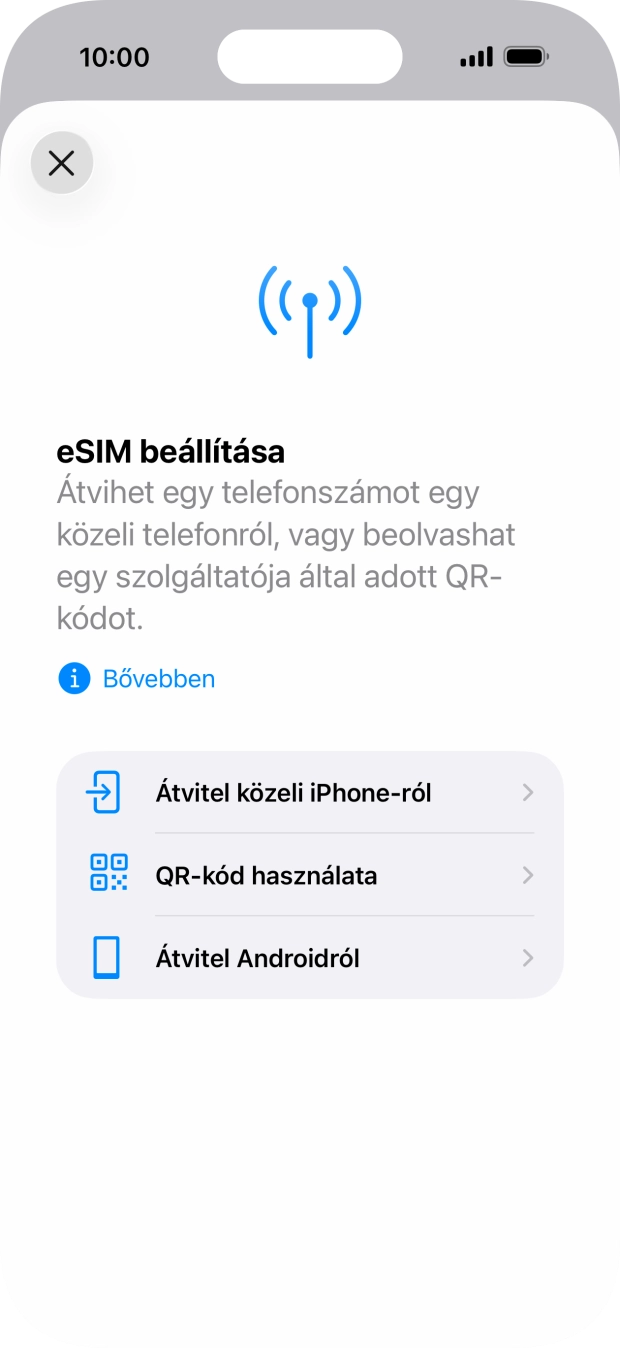 Válaszd a QR-kód használata lehetőséget.
