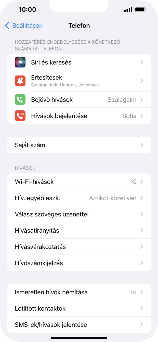 Válaszd a Hívószámkijelzés lehetőséget.