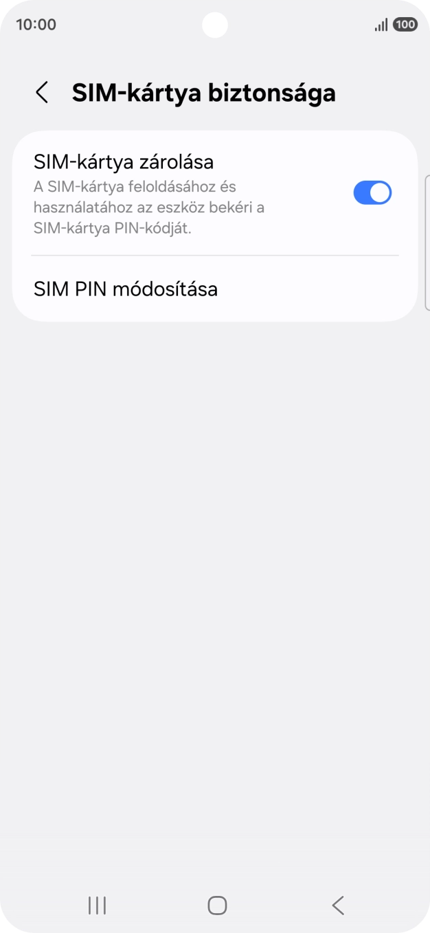 Kattints a „SIM-kártya zárolása” melletti csúszkára a funkció be- vagy kikapcsolásához. Kattints a „SIM-kártya zárolása” melletti csúszkára a funkció be- vagy kikapcsolásához.