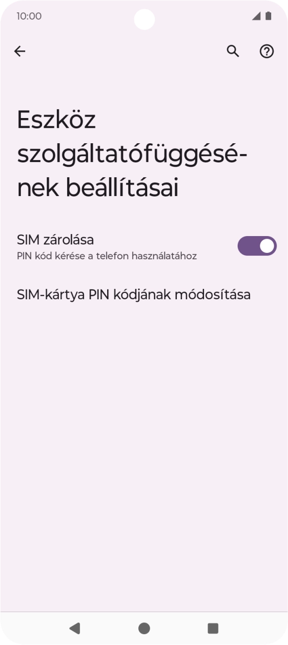 Kattints a „SIM zárolása” melletti csúszkára a funkció be- vagy kikapcsolásához. Kattints a „SIM zárolása” melletti csúszkára a funkció be- vagy kikapcsolásához.