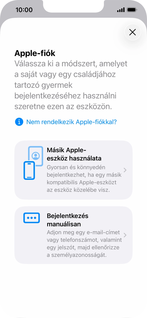 Válaszd a Bejelentkezés manuálisan lehetőséget.