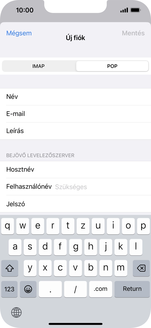 Kattints a Felhasználónév mezőre, és írd be az e-mail-fiókodhoz tartozó felhasználónevet.