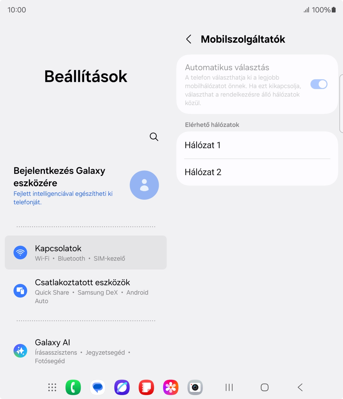 Válaszd ki a kívánt hálózatot.