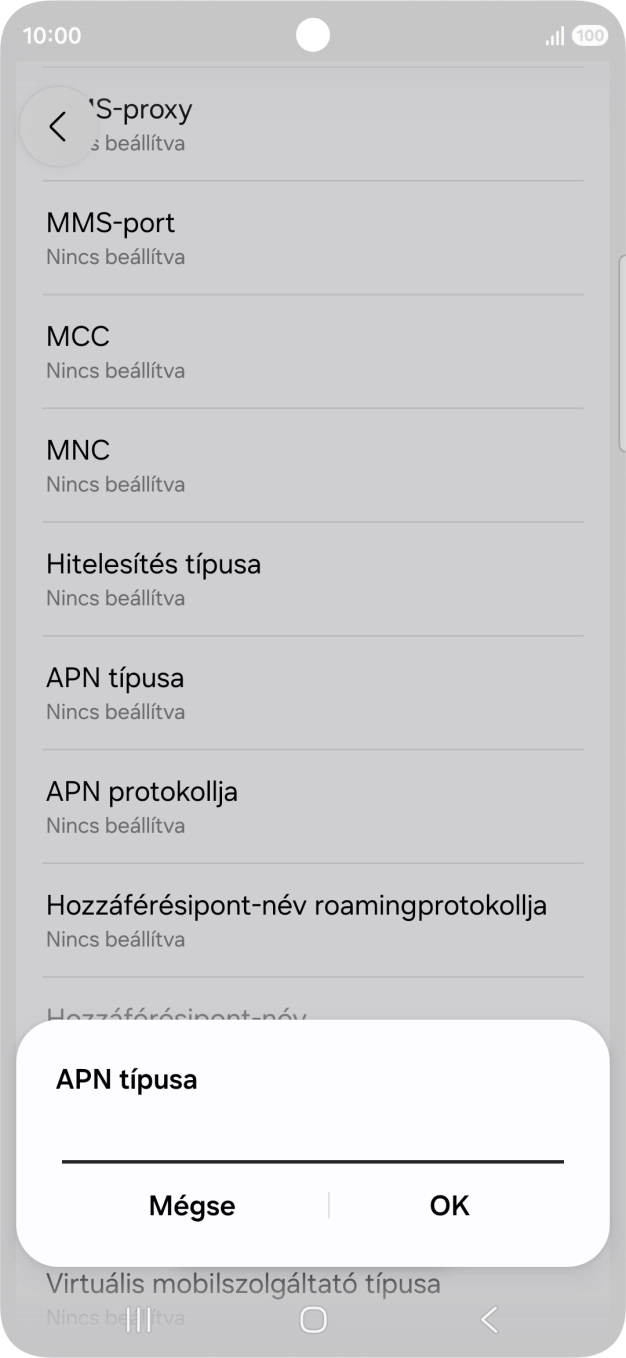 Írd be azt, hogy mms, és válaszd az OK lehetőséget.