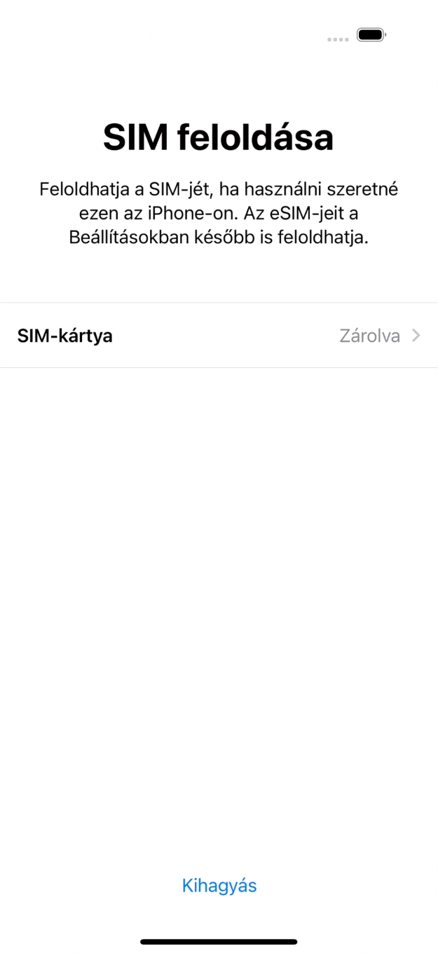 Válaszd a SIM-kártya lehetőséget. Válaszd a SIM-kártya lehetőséget.