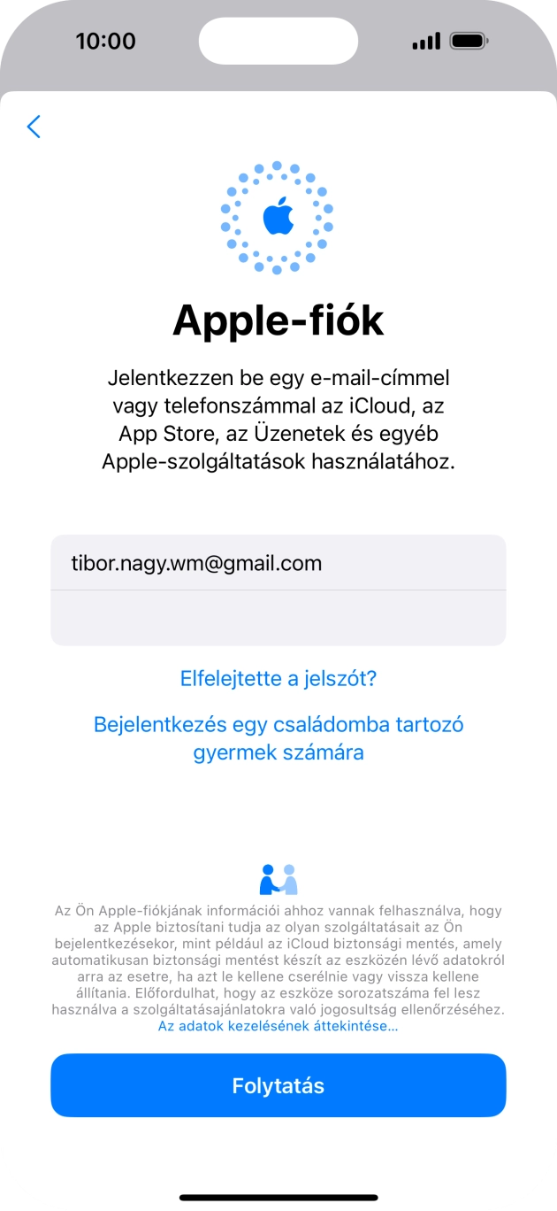 Válaszd a Folytatás lehetőséget.