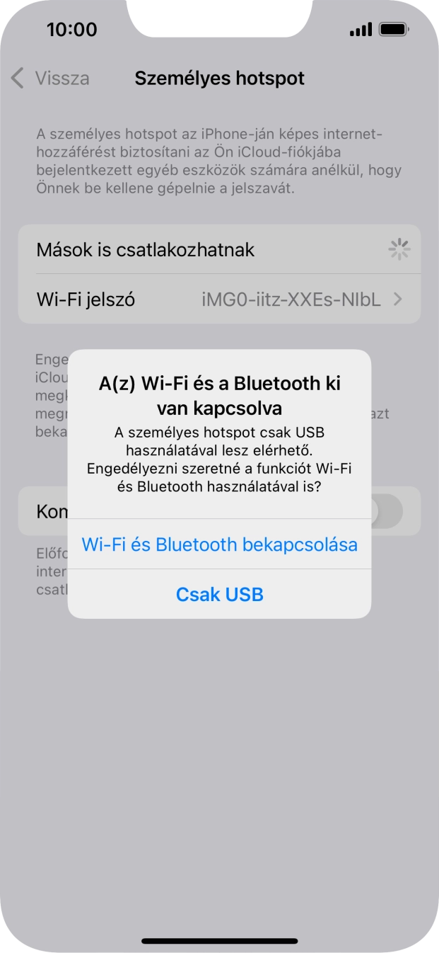 Amennyiben be van kapcsolva a Wi-Fi, válaszd a Wi-Fi és Bluetooth bekapcsolása lehetőséget.