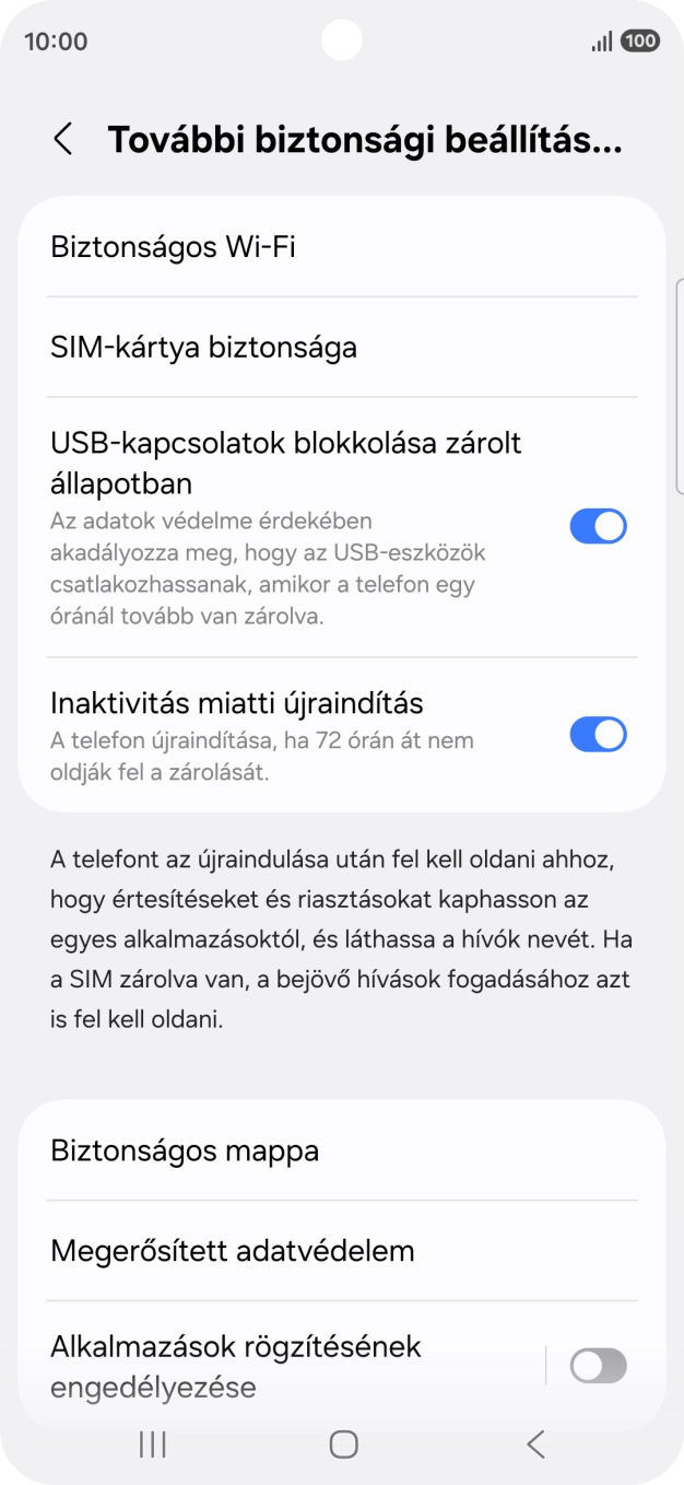 Válaszd a SIM-kártya biztonsága lehetőséget. Válaszd a SIM-kártya biztonsága lehetőséget.