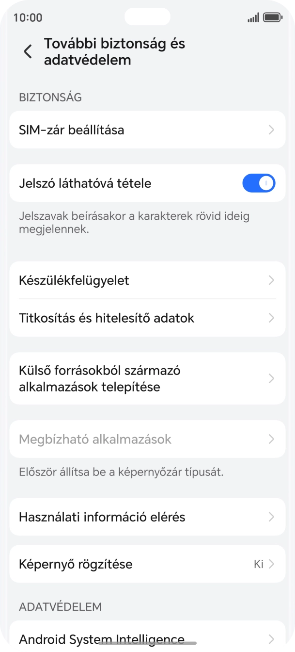 Válaszd a SIM-zár beállítása lehetőséget.