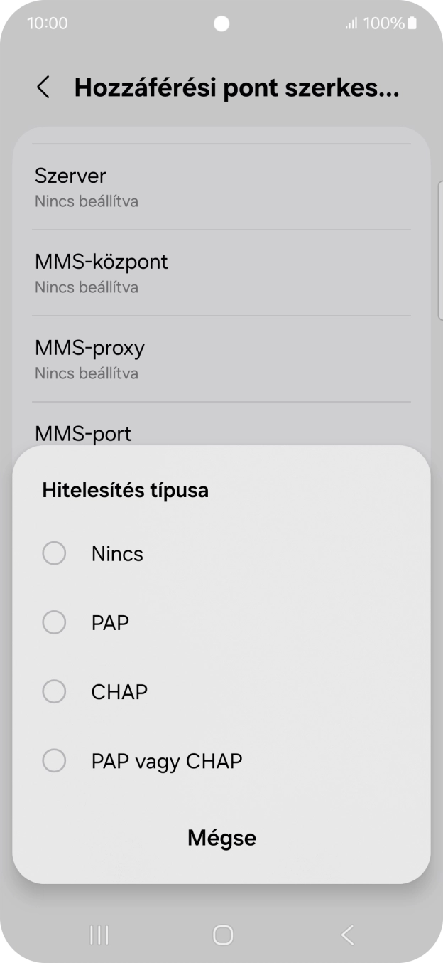 Válaszd a PAP lehetőséget.