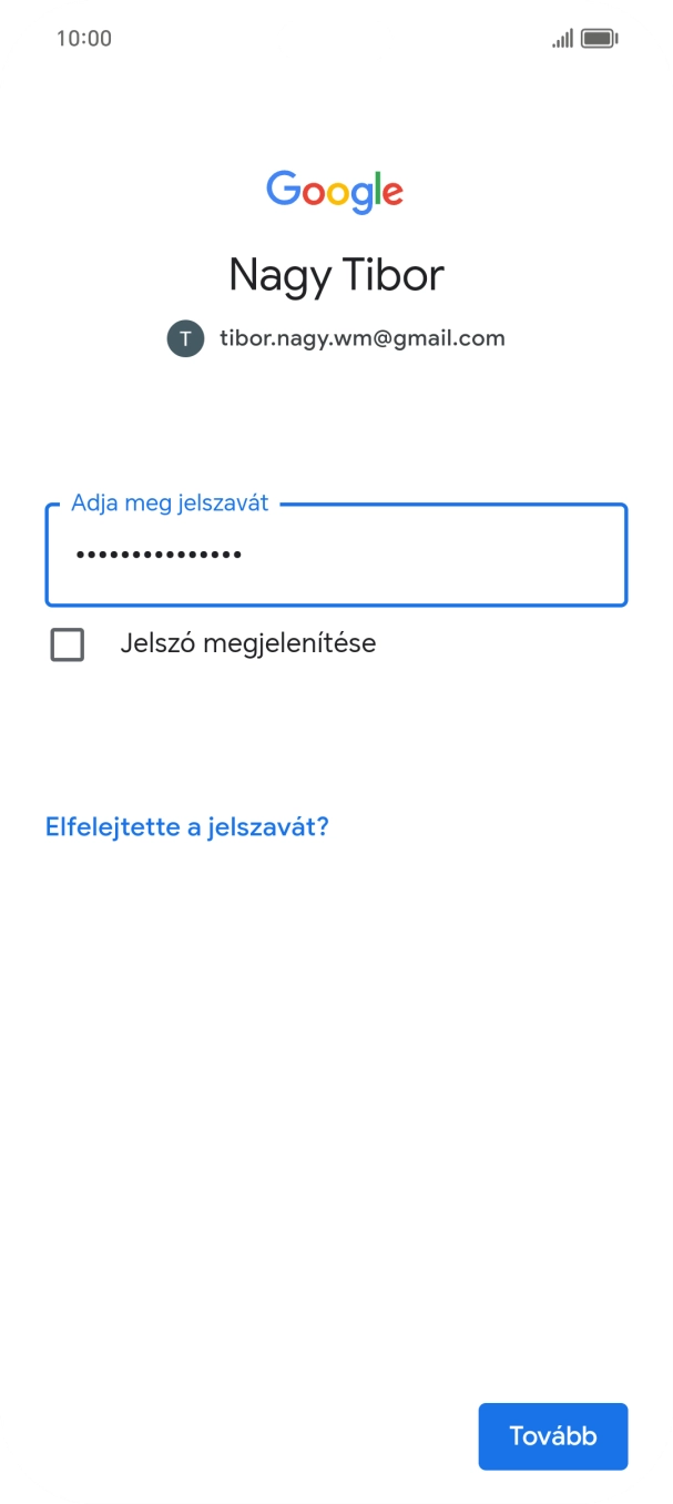 Válaszd a Tovább lehetőséget.