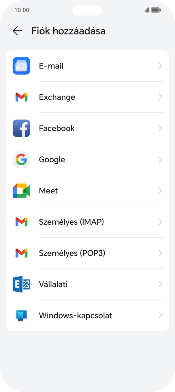 Válaszd a Személyes (IMAP) lehetőséget.