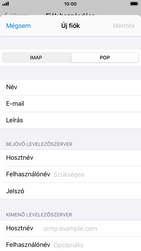 Kattints a Felhasználónév mezőre, és írd be az e-mail-fiókodhoz tartozó felhasználónevet.