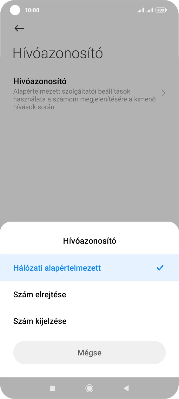 Válaszd a Szám kijelzése lehetőséget a hívószámküldés bekapcsolásához.