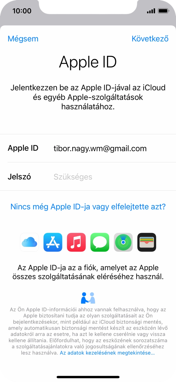 Kattints a „Jelszó” melletti mezőre, és írd be az Apple ID-d jelszavát.