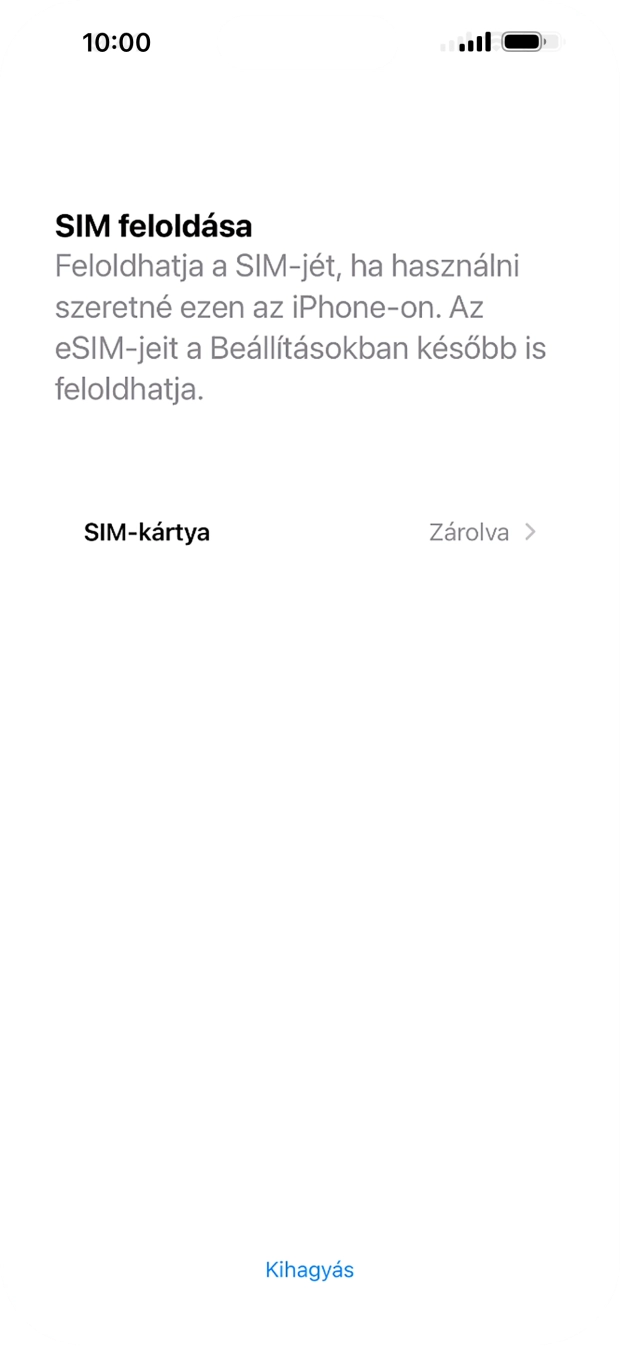 Válaszd a SIM-kártya lehetőséget.