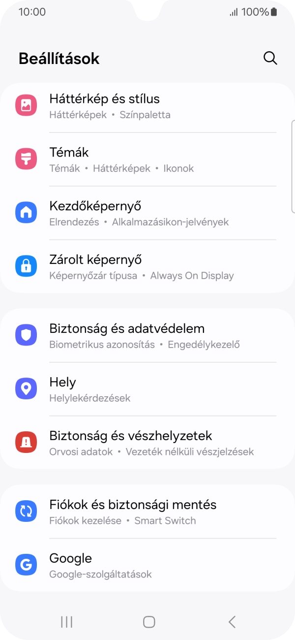 Válaszd a Biztonság és adatvédelem lehetőséget.