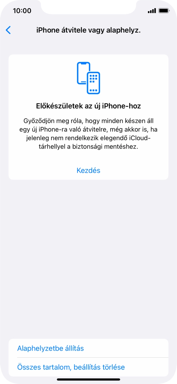 Válaszd az Alaphelyzetbe állítás lehetőséget.
