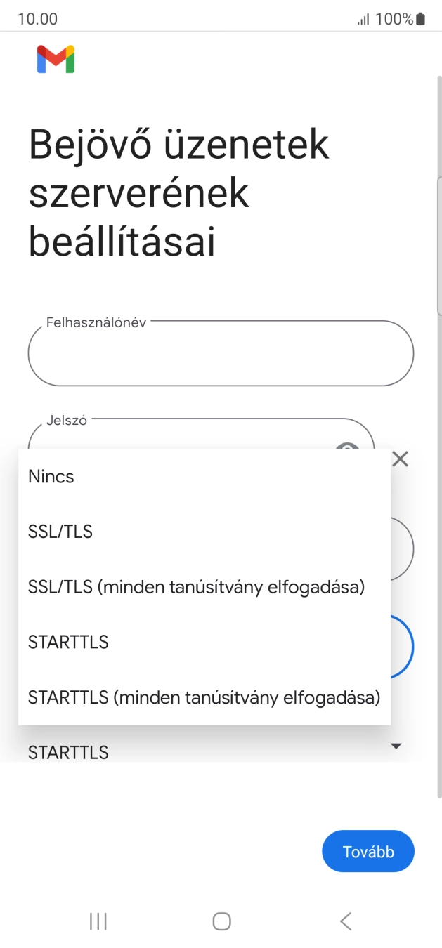 Válaszd az SSL/TLS lehetőséget.