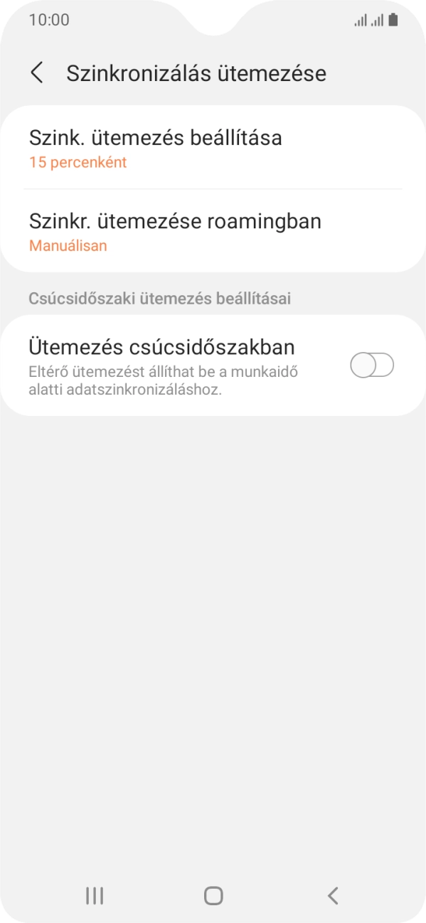 Válaszd a Szink. ütemezés beállítása.