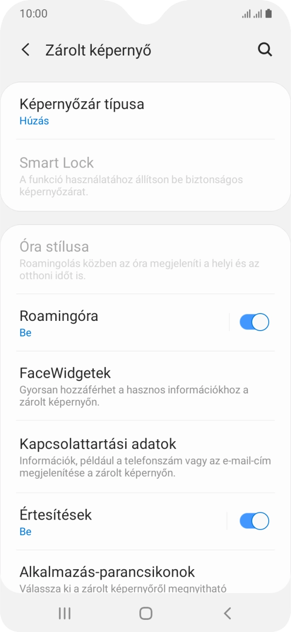 Válaszd a Képernyőzár típusa lehetőséget. Válaszd a Képernyőzár típusa lehetőséget.