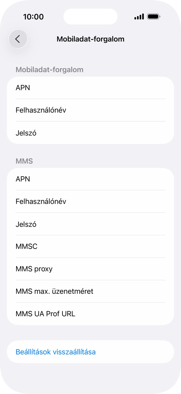 Válaszd az APN lehetőséget. Amennyiben előfizetésed van, írd be azt, hogy internet.
