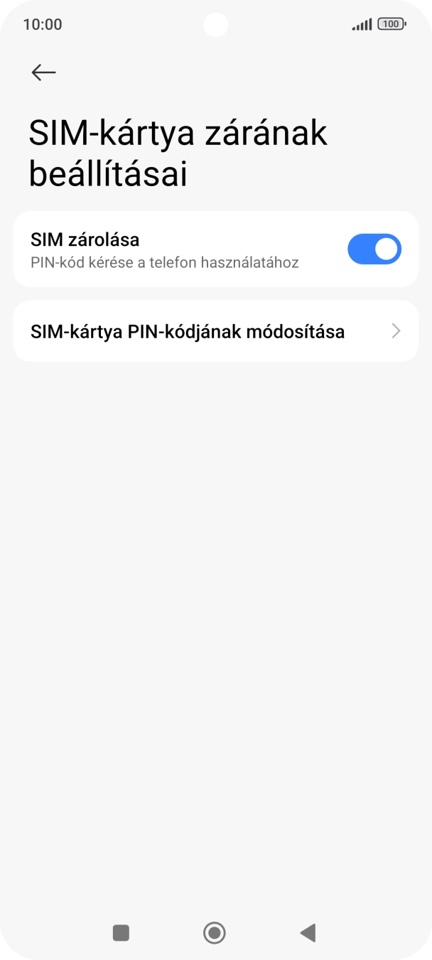 Kattints a „SIM zárolása” melletti csúszkára a funkció be- vagy kikapcsolásához. Kattints a „SIM zárolása” melletti csúszkára a funkció be- vagy kikapcsolásához.