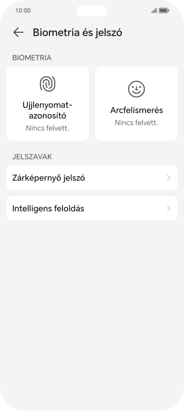 Válaszd az Ujjlenyomat-azonosító lehetőséget. Válaszd az Ujjlenyomat-azonosító lehetőséget.