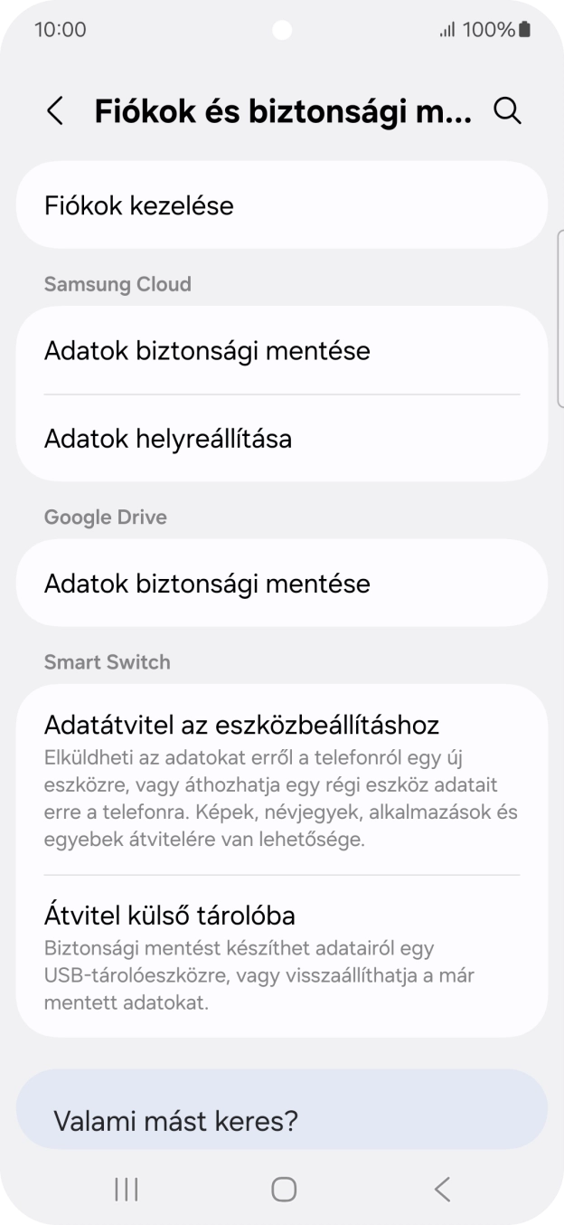 Válaszd a Fiókok kezelése lehetőséget. Válaszd a Fiókok kezelése lehetőséget.
