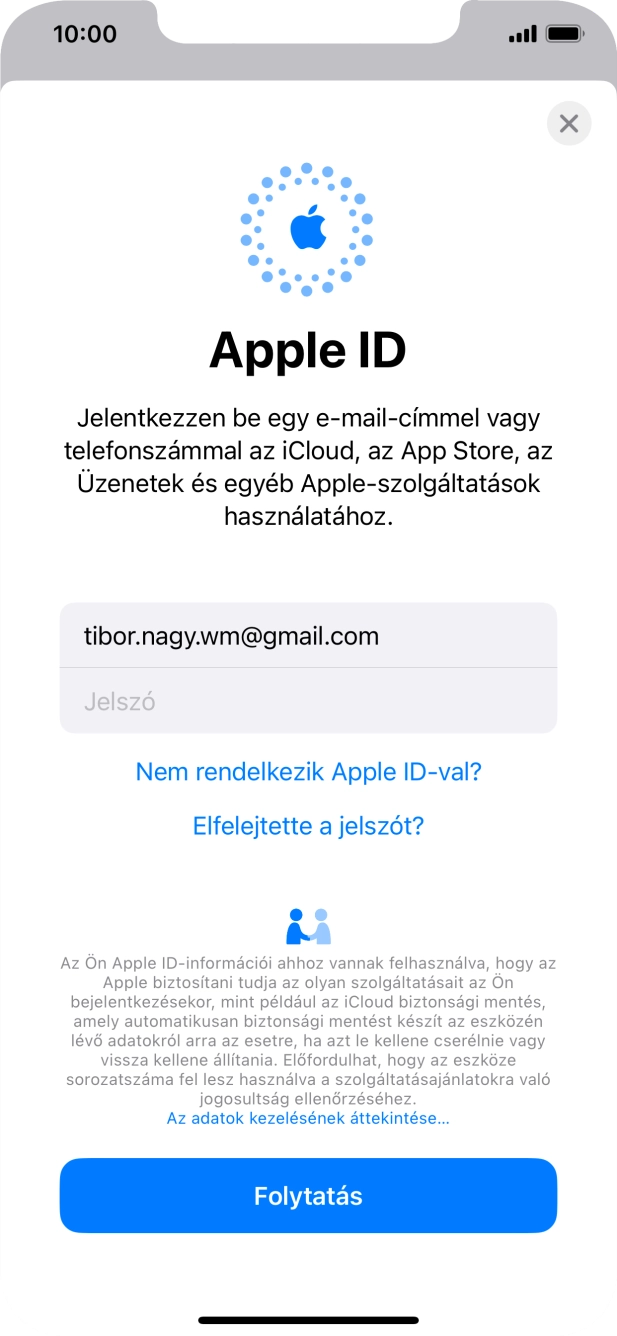 Kattints a Jelszó mezőre, és írd be az Apple ID-d jelszavát. Kattints a Jelszó mezőre, és írd be az Apple ID-d jelszavát.